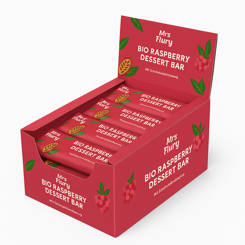 Bio Raspberry Dessert Bar 50 g 3 Boxen à je 12 Stück (Total 36 Stück) ⚠️ hitzeempfindlich