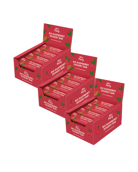 Bio Raspberry Dessert Bar 50 g 3 Boxen à je 12 Stück (Total 36 Stück) ⚠️ hitzeempfindlich